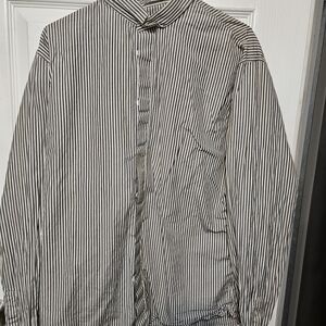 Dior Men's Black and White Striped Button Down Shirt